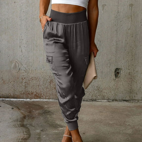 GaThRRgYP Women's Plus Size $5 Trousers,Womans Loose Pocket Elastic Waist Casual Pants