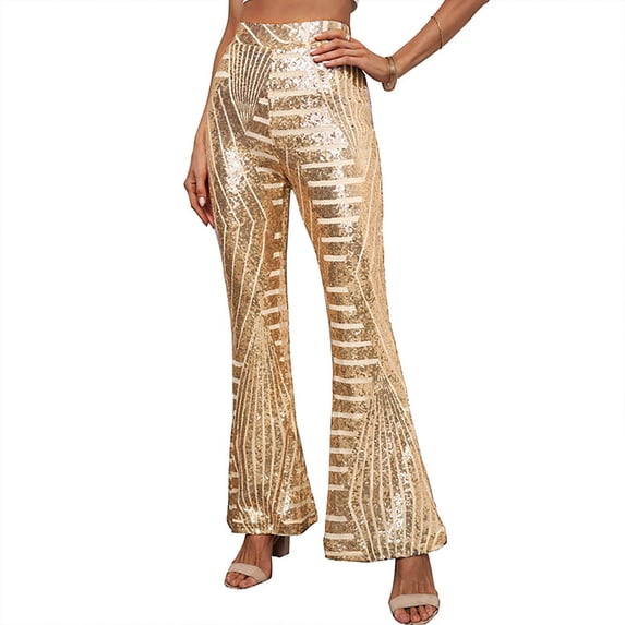 Clearance GaThRRgYP Womens Trousers High Waisted,Women's Fashion Sequins Solid Wide Leg High Waist Loose and Comfortable Pants