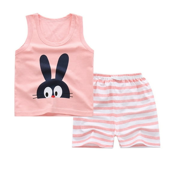 Clearance! Gallickan Toddler Boys Shorts Set Toddler Kids Baby Boys Girls Fashion Cute Sleeveless Vest Shorts Cartoon Print Casual Suit Sizes 6M-5T
