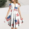 thumbnail image 1 of Gamivast 4Th Of July Girls Summer Dress Cute Print Double Layer Flutter Sleeve Princess Dress Flowy A-Line Midi Dress Vacation Casual Beach Dress White 8Y Vestidos De Verano Para Niña, 1 of 7