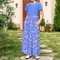 thumbnail image 1 of Gamivast Girls Maxi Floral Skirt 2025 Summer Boho Casual Flowy Holiday Pleated Elastic Waist A Line Beach Skirts Purple 13 Years Vestidos De Verano Para Niña, 1 of 8