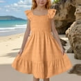 thumbnail image 1 of Gamivast Girls Tulle Dress Ruffle Short Sleeve Fluffy Summer Tutu Dress A-Line Flowy Birthday Party Midi Dress Orange 13Y Vestidos De Verano Para Niña, 1 of 8