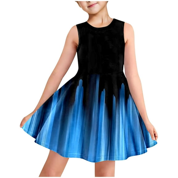 Gamivast Summer Loose Fit Casual Sleeveless Dresses for Girls Flowy Soft Cute Summer Twirly Sundress with Side Pockets Vacation Casual Beach Dress 7Y Vestidos De Verano Para Niña