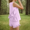 thumbnail image 1 of Clearance Gamivast Two Piece Sets for Girls Summer Sleeveless Shirts Casual Ruffle Ttrim Elastic Waisted Layered Shirts and Shorts Purple 12Y Vestidos De Verano Para Niña, 1 of 8