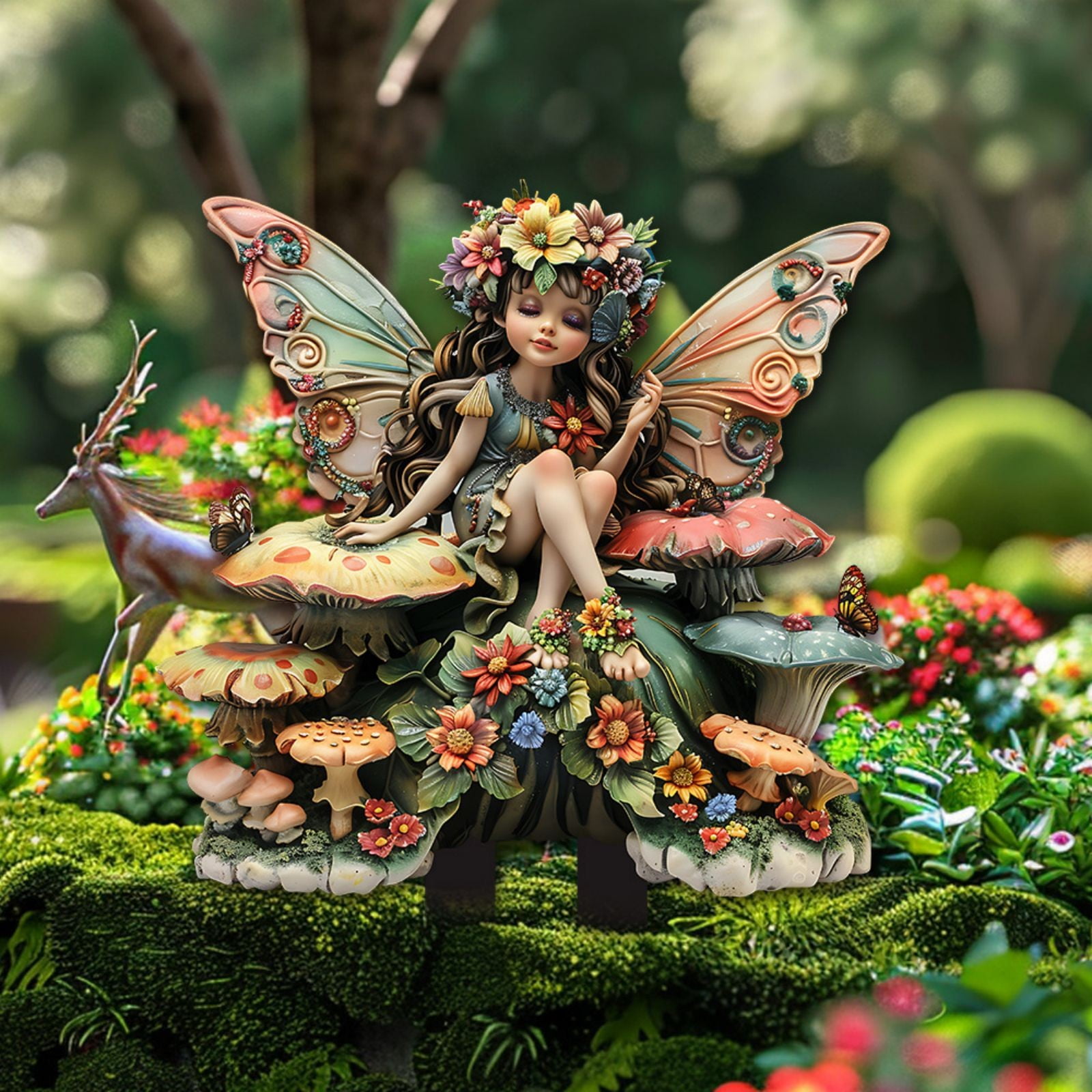 Garden Fairies Figurines, Bohemian Fairy Flower Pot Decoration, Yard Props Sign, Ground Plug, Accessories for Lawn Decor