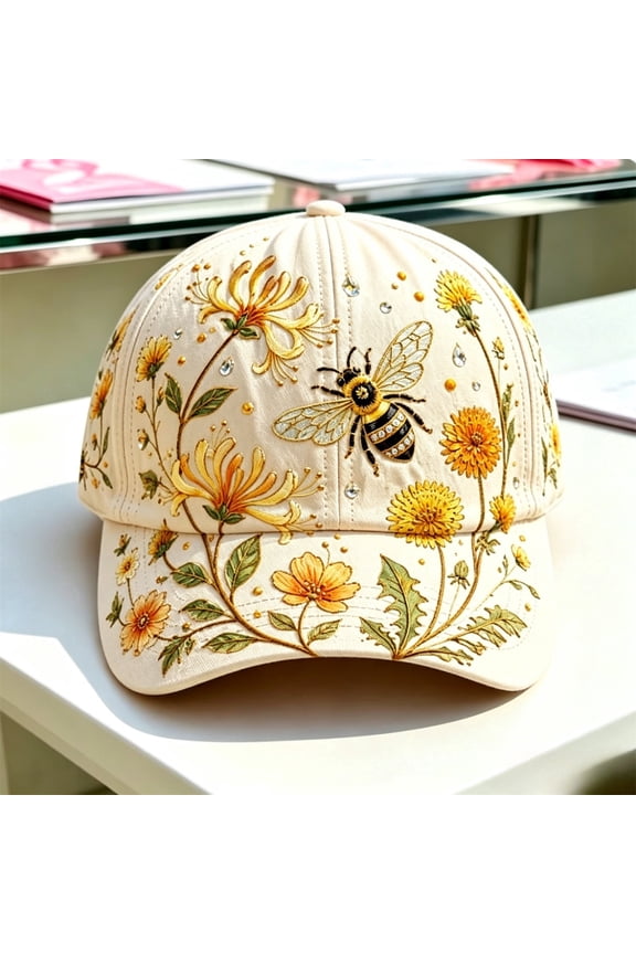Clearance Garden Morning Baseball Cap Women's Multiple Floral Baseball Cap Adjustable Pink Sun Hat with (Bees)