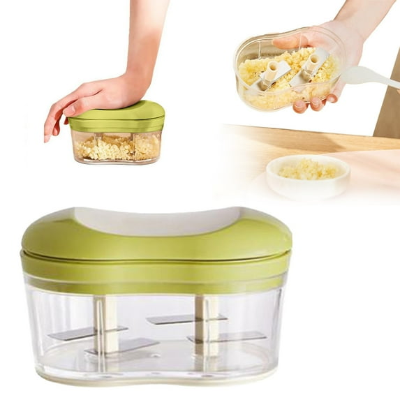 Clearance Garlic Press under $10,Garlic Chopper Garlic Presses Mini Manual Hand Food Chopper For Kitchen Onion Dicer Crusher Garlic Mincer Stainless Cutter Crusher And Storage Container For Home
