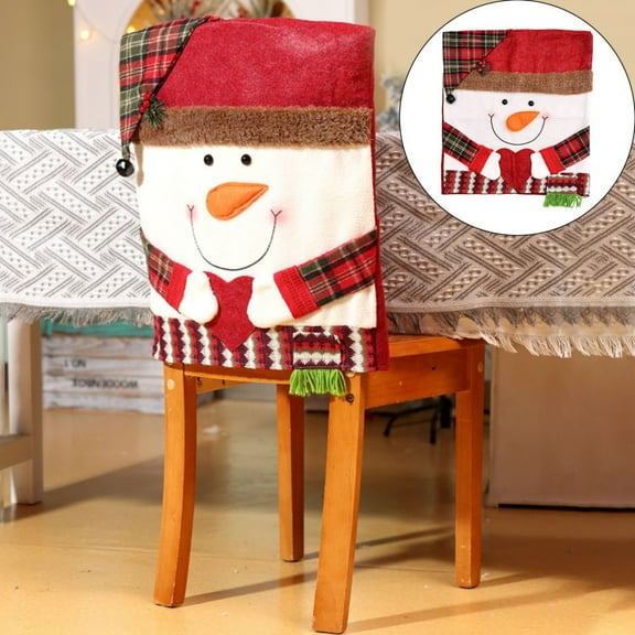 GBAYXJ Christmas Chair Back Santa Snowman Xmas Dinner Chairs Cover Washable Chair Slipcover For Kitchen Hotel Christmas Party Decor