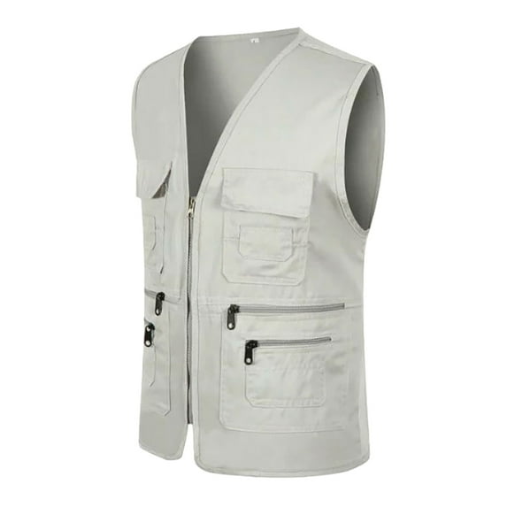 2025 Gentleman Jacket,Clothing 2025 Men's Outerwear Vests Men's Casual Outdoor Work Fishing Travel Photo Cargo Vest Jacket Multi Pockets
