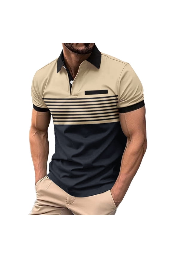 Clothing Gentleman T-Shirt,Clothing 2025 Men T Shirts Men'S Fashion Spring And Summer Casual Short Sleeved Buttons Lapel Solid Color Short Sleeved T Shirt Tops
