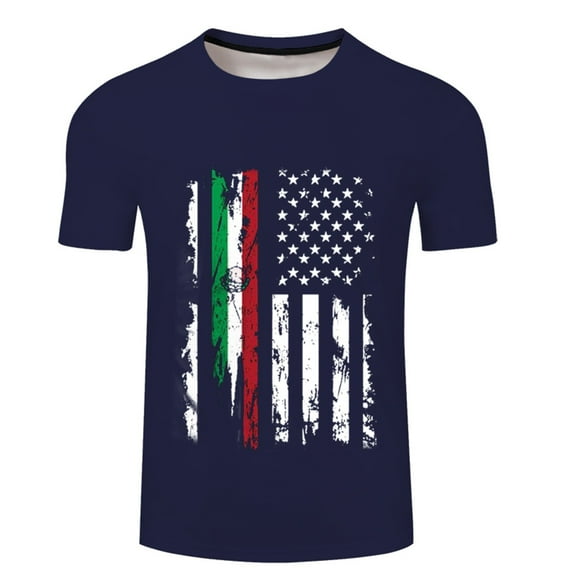 Clearance!Gephdiin Mens T-shirts Men T Shirt Independence Day 3d Digital Printing Casual Basic Tee Topsgraphic Tees 4th of July Compression Shirt Men Comfort Colors Tshirt Z Dark Blue XXL