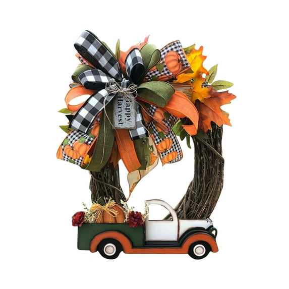 Clearance! Gheawn Wreath Vintage Pumpkin Truck Wreath-Acrylic Holiday Door Frame Garland Decoration Decor