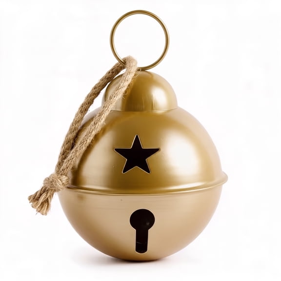 Clearance! Giant Gold Christmas Bell, Rustic Metal Jingle Bell for Mantel | Porch | Wreath | Christmas Tree