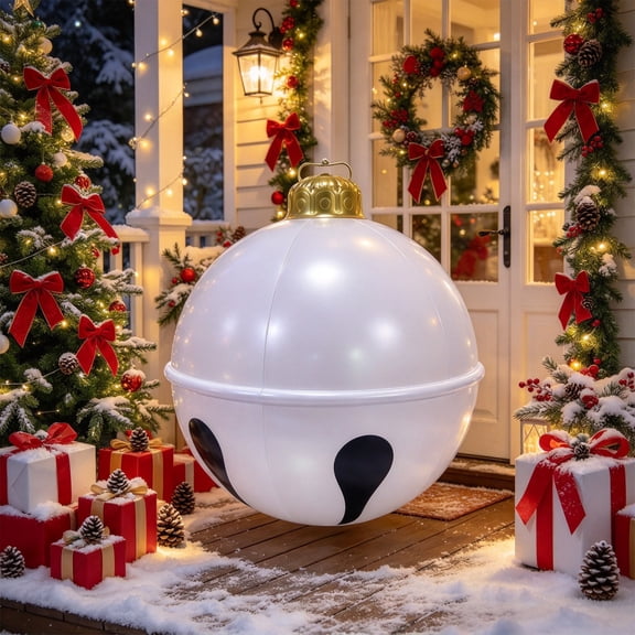 Clearance! Giant Inflatable Jingle Bell Christmas Ornament Ball, Large Jingle Bell for Christmas, 26In Thickened Pvc Xmas Bell Ball for Indoor Outdoor