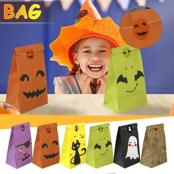 Clearance Gift Wrapping Paper under $5,Halloween Candy Bags Plastic Halloween Goodie Bags With 6 Character Designs Halloween Goodie Gift Bags Trick Or Bags For Halloween Party Halloween