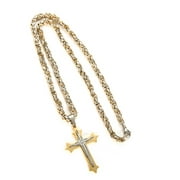Clearance Gifts for Mom, Mens Byzantine Stainless Steel Crucifix Cross Pendant Necklace Chain 22 Inch Birthday Gifts 2023
