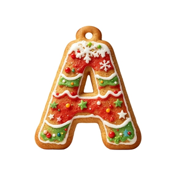 Clearance! Gingerbread Alphabet Letter Ornaments A to Z - 26 Initial Candy Cane Letter Pendant, Mini Monogram Hanging Decorations for Christmas Tree Decor & Holiday Gift
