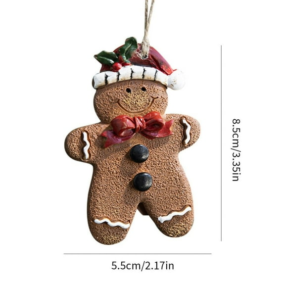 Clearance!Gingerbread Man Christmas Ornament for Christmas Tree 4 Inch Tall Gingerbread Figurines Ornaments Hanging Decorations Clay Gingerbread Man Christmas Tree Decoration for Party,6 Styles