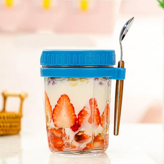 Clearance Glass&Bottle under $10,Overnight Oatmeal Jars With Spoon And Lids Airtight Oatmeal Containers With Measurement Marks Mason Jars With Lids For Oatmeal Containers On The Move