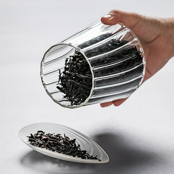 Clearance Glass&Bottle under $10 Striped Conical High Borosilicate Glass Sealed Storage Tank A Variety Of Metal Pull Ring Lid Striped Glass Grain Storage Tank