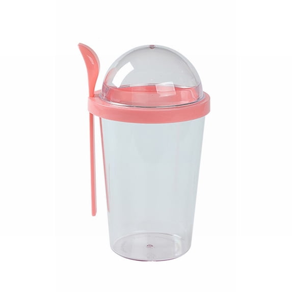Clearance Glass&Bottle under $10,Yogurt Cup With Lid And Spoon Overnight Oatmeal Container Reusable Plastic Milk Jug Breakfast Oatmeal Smoothie Snack Prep Bowl