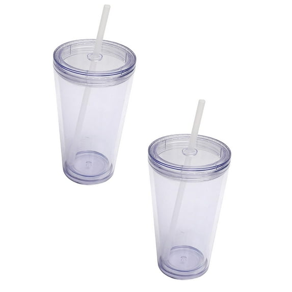 Clearance Glass&Bottle under $15 Classic Acrylic Tumbler With Lid And | 16oz Premium Insulated Iced Coffee Cups Double Wall Reusable Plastic Cups Clear 1 Pack