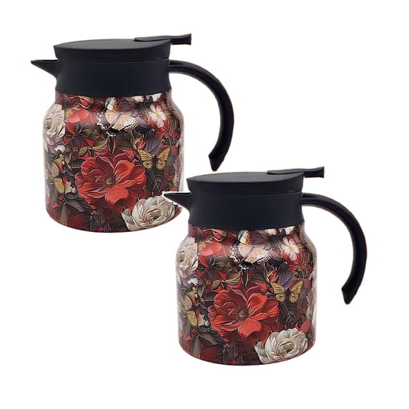 Clearance Glass&Bottle under $20 Tea Pot Vintage Floral Pattern Tea Pot– In Infuser Insulated Tea Pot Stainless Thermal Carafe With Lid For Hot Drinks