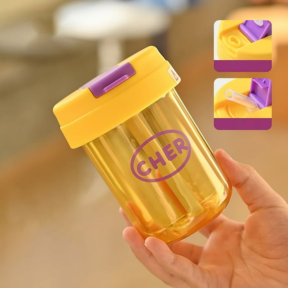 Clearance Glass&Bottle under $5 New Plastic Cups Ton Ton Cup High Color Plastic Water Cup Coffee Student Couples High Value Cups Flower Tea Cups Portable And Small Gift Plastic Cups Red (300ML)