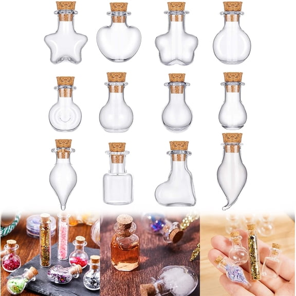 Clearance Glass&Bottle under $6 12 Kinds Of Mini Glass Bottles Mini Drift Bottles Perfume Bottles Cork Bottles Carry Around Compact Desire Bottles Mini Bottles