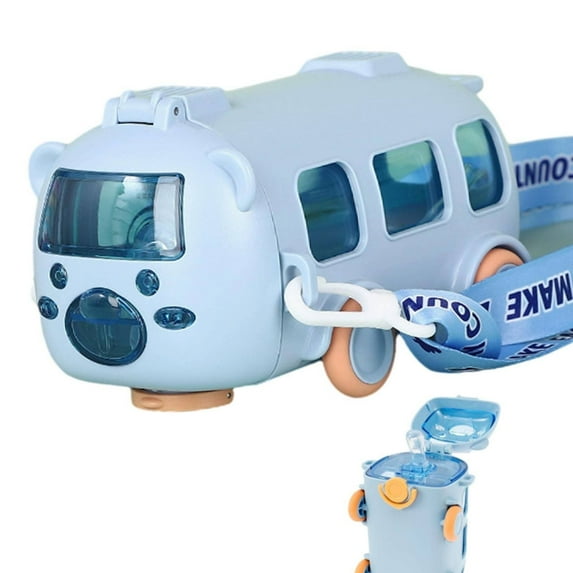 Clearance Glass&Bottle under $6 Portable Water Cup In Bus Shape 360° Leak Proof Portable Water Bottle With And Strap / 500ml Leak Proof Drinking Bottle Detachable Fun Toy Flip Top