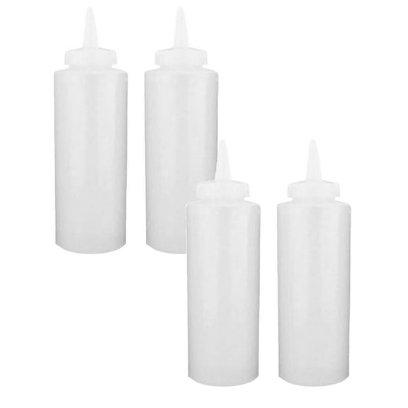 Clearance Glass&Bottle under $6 Set Of 2 24 Oz. (ounce) Large Clear Bottle Condiment Bottle Open Tip Screw On Spout Polyethylene Durable Plastic Diner