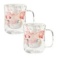 thumbnail image 1 of Clearance Glass&Bottle under $8 Double Walled Glass Coffee Mugs With Handle 300ML Clear Floral Glass For Cappuccino Latte Tea Bag Beverage Glasses Heat Coffee Cups, 1 of 9