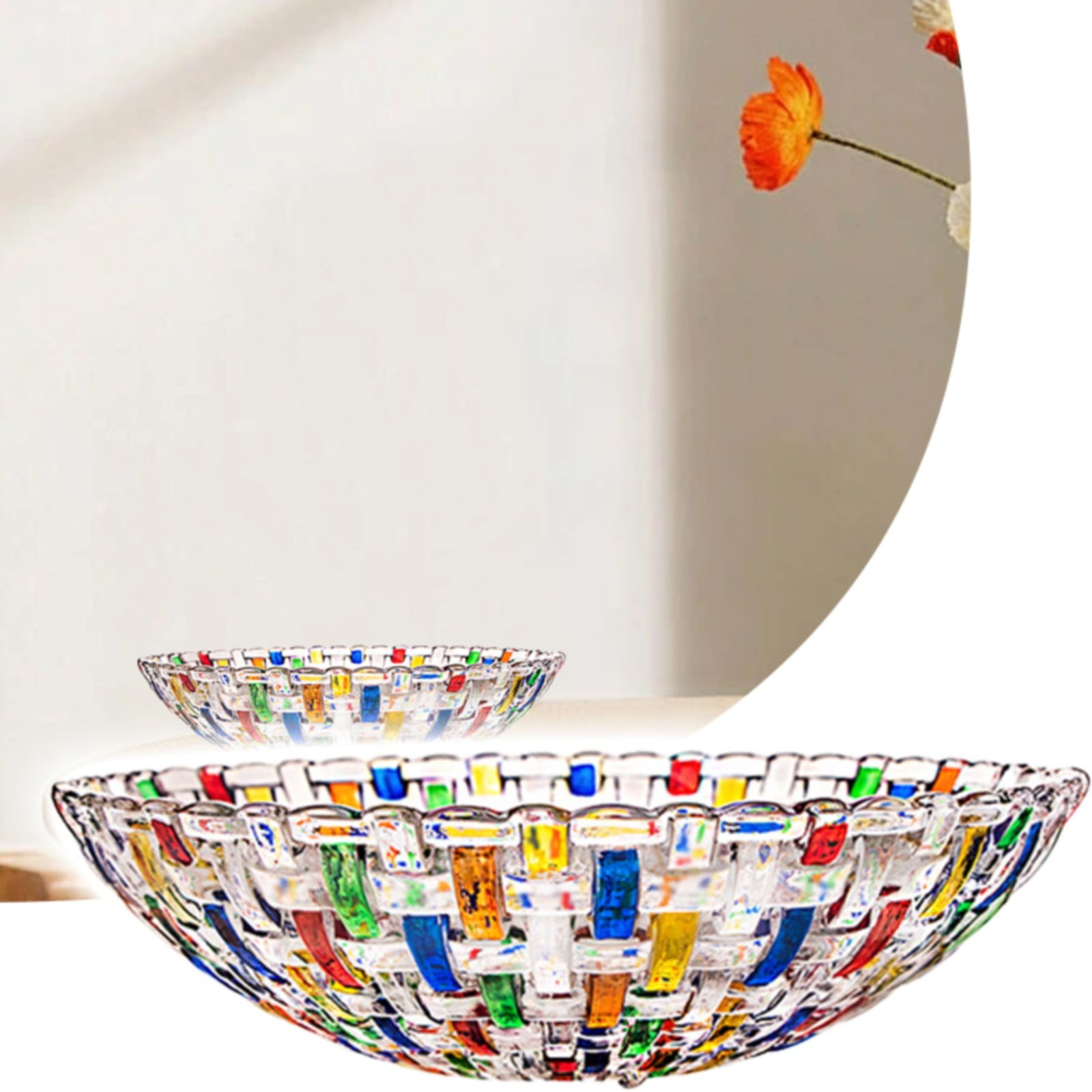 Colorful Hand-Painted Glass Fruit Salad Bowl