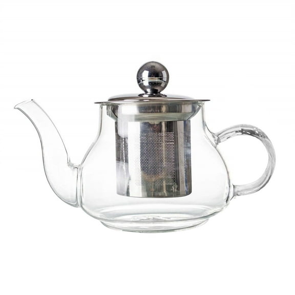 Clearance! Glass&Bottle Stainless Steel Filter Teapot, Dienrx Clear Glass Tea Kettle with Strainer Heatproof Tea Loose Borosilicate Teapot with Removable Infuser Stovetop 400Ml