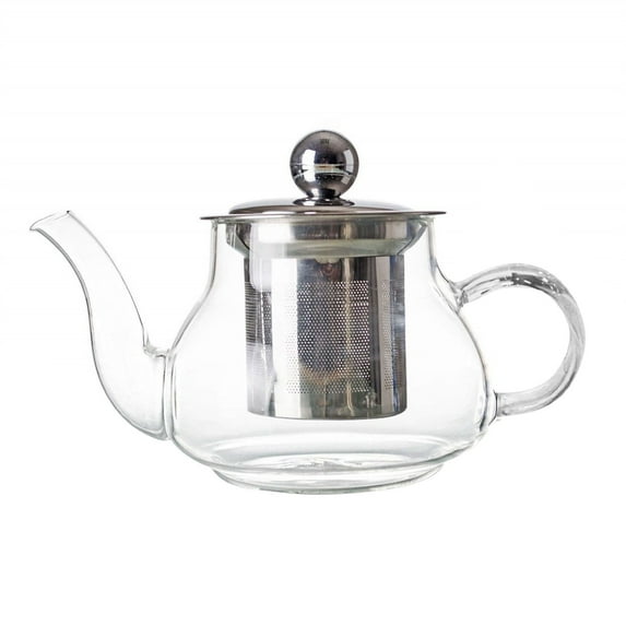 Clearance! Glass&Bottle Stainless Steel Filter Teapot, Dienrx Clear Glass Tea Kettle with Strainer Heatproof Tea Loose Borosilicate Teapot with Removable Infuser Stovetop 400Ml