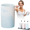 thumbnail image 1 of Clearance Glass&Bottle under $10,Patterned Ceramic Mug Set – Stylish Toothbrush Cup Couple’s Bathroom Design & Elegant, 1 of 9