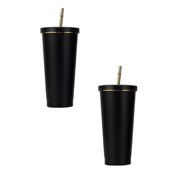 Clearance Glass&Bottle under $20 Double Layer Stainless Steel Portable Edged Insulation Cup Creative Straw Cup Durable Paint 500ML