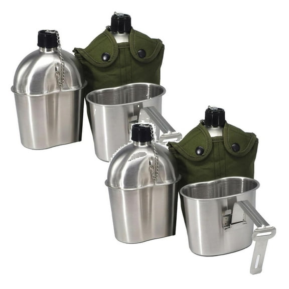 Clearance Glass&Bottle under $20 Stainless Canteen Portable Water Bottle With Cup & Sleeves For Hiking Camping Climbing And Most Outdoor Activities