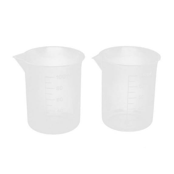 Clearance Glass&Bottle under $5 100mL Graduated Beaker Clear Plastic Measuring Cup for Lab 2 Pcs