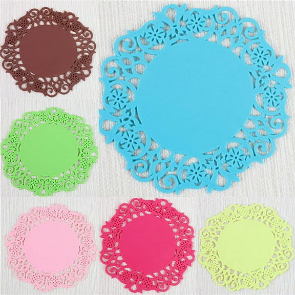 Clearance Glass&Bottle under $5,Lace Flower Doilies Silicone Coaster Tea Cup Mats Pad Insulation Placemat LAU