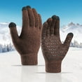 thumbnail image 1 of Brown Gloves Mittens for Women Men Winter Upgraded Touch-Screen Anti-Slip Gloves Elastic Cuff Thermal Soft Knit Lining Gloves for Men Women, 1 of 3