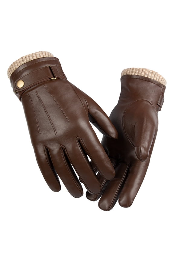 Clearance Gloves under $10,1pairs Winter Sheepskin Warm Gloves Korean High Sense Men Plus Fleece Windproof Sports Driving Leather Gloves