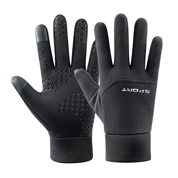 Clearance Gloves under $5,Sports Flip Two Finger Men'S Autumn And Winter Cycling Bike Plus Velvet Warm Windproof Non Slip And Water