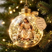 Clearance! Glowing Christmas Ball Ornament, Light-Up Mini Holiday Scene Ornament, Christmas Decoration Gift for Tree Party Home Jesus and Kiddo