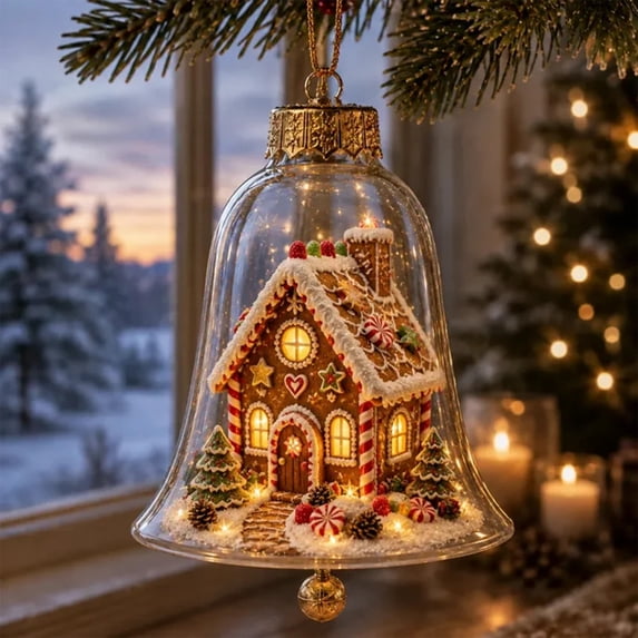 Clearance! Glowing Christmas Story Ornament Bells, Mini Light-Up Mini Holiday Scene with Warm LED Light, Festive Keepsake Gift for Home Christmas Party Decoration