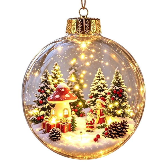 Clearance!Glowing Christmas Story Ornament, Clear Christmas Ornaments Balls, Light-Up Mini Holiday Scene with Warm LED Light, Festive Keepsake Gift