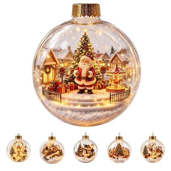 Clearance Glowing Christmas Tree Ornaments, 3.15'' Christmas Decorations, Santa