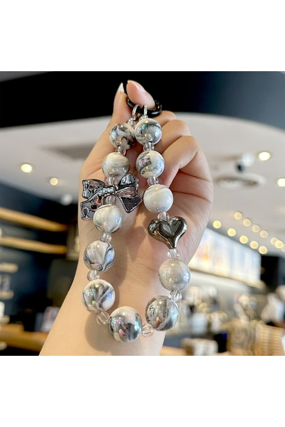 Acrylic Beaded Keychain Pendant - Glossy Wearproof Phone Case Charm, Multi Hook Design for Bags/Keys, Gift for Teens/Party Props