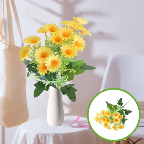 Gmogad Artificial Daisy Flowers 12.99in, Yellow Fake Flower Bouquet for Outdoor Garden Decor, Realistic Plastic Greenery for Home Wedding Party Decoration, Fade-Proof & Low-Maintenance