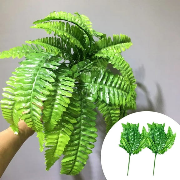 Gmogad Artificial Fern Leaves, 19-Pack Fake Fern Branches - Realistic Plastic Greenery for Wedding/Home Decor, No Maintenance (17.7in, Indoor/Outdoor)